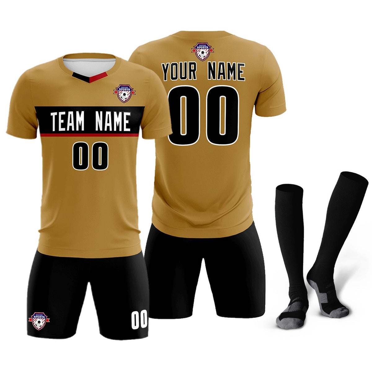 Custom Old Gold Classic Sports kit Football Shirt Jersey