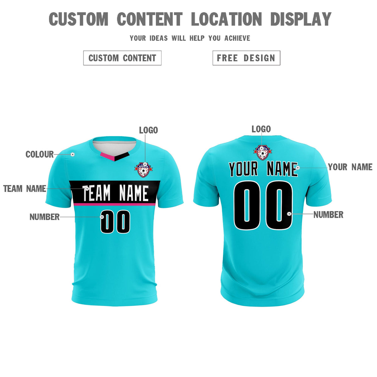Custom Sky Blue Classic Sports kit Football Shirt Jersey