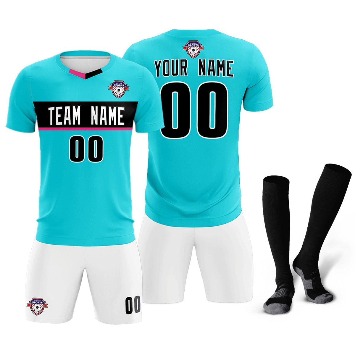 Custom Sky Blue Classic Sports kit Football Shirt Jersey