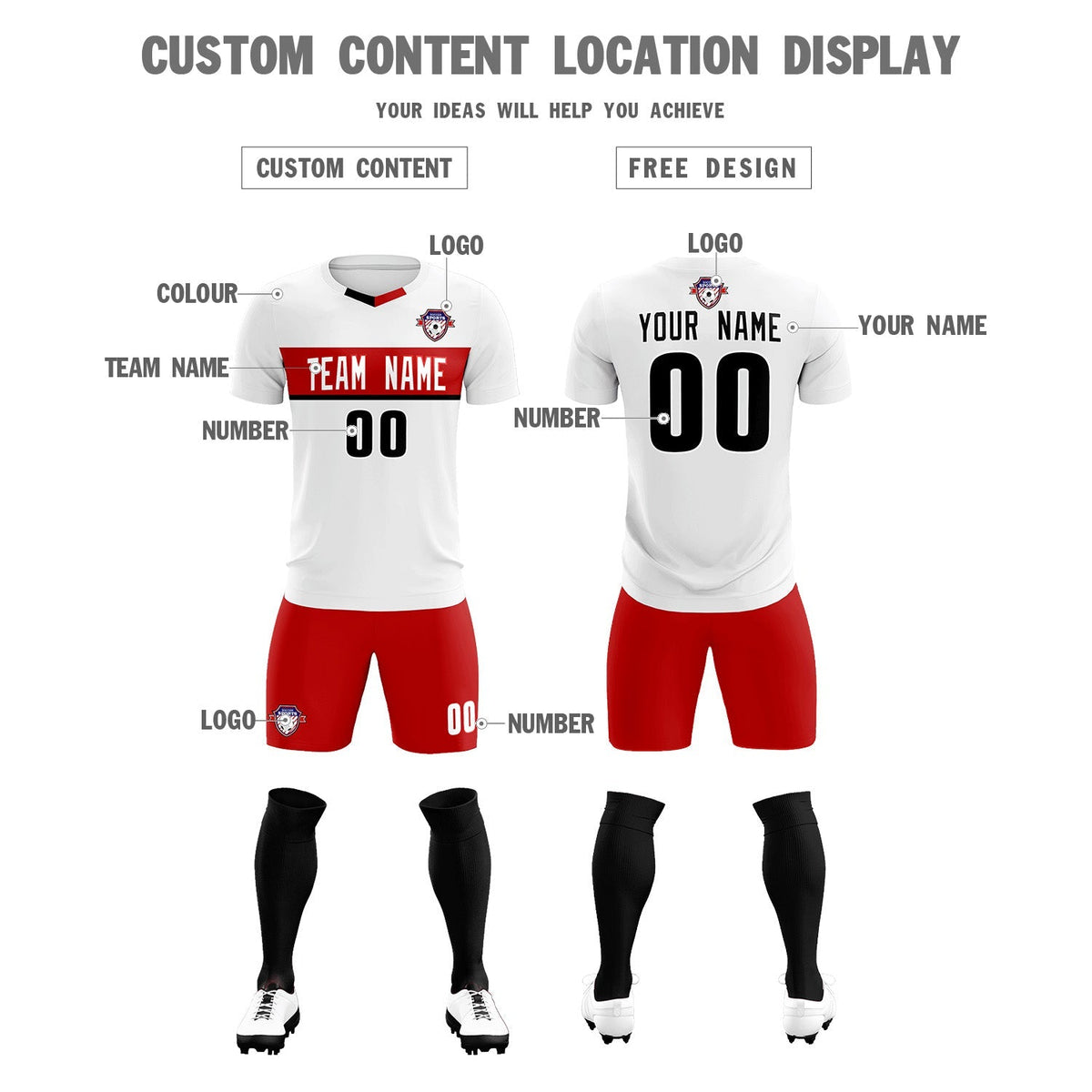 Custom White Classic Sports kit Football Shirt Jersey