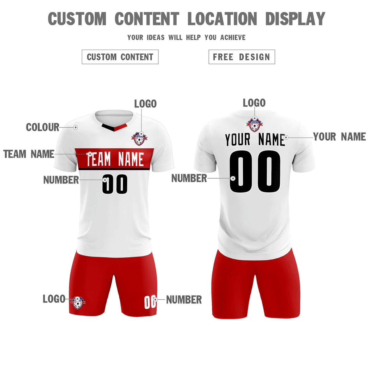 Custom White Classic Sports kit Football Shirt Jersey