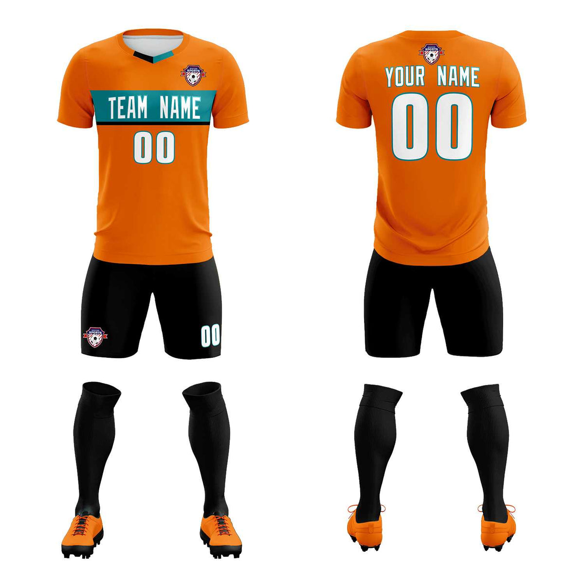 Custom Orange Classic Sports kit Football Shirt Jersey