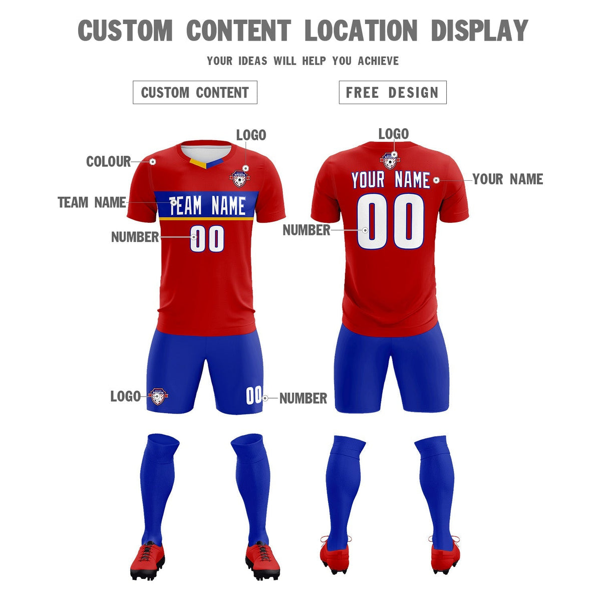 Custom Red Classic Sports kit Football Shirt Jersey