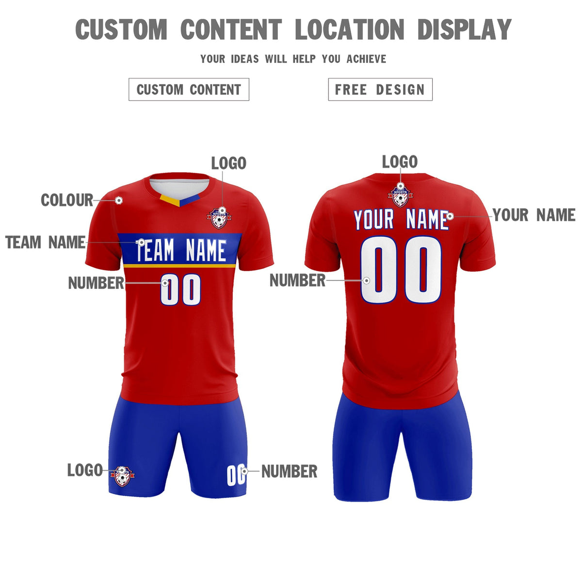 Custom Red Classic Sports kit Football Shirt Jersey