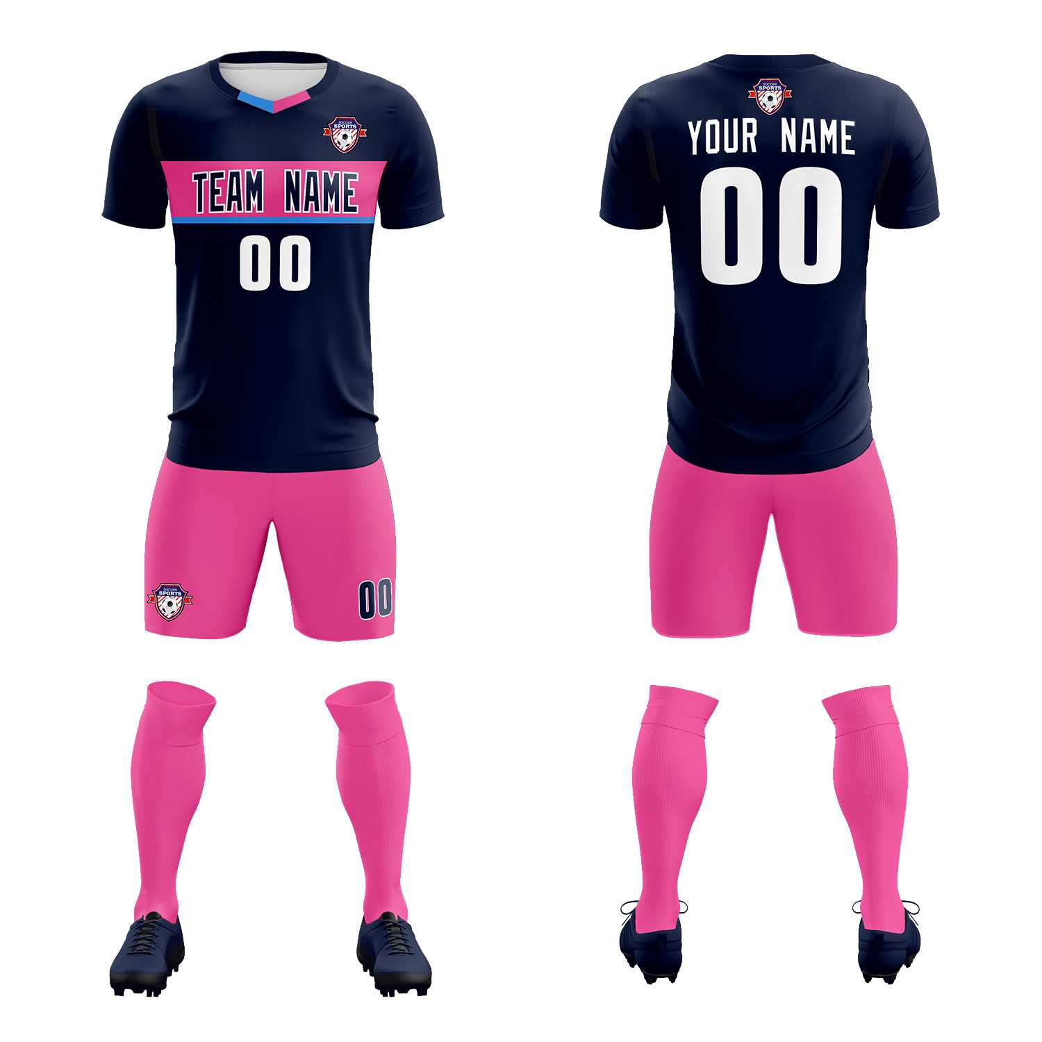 Custom Navy Classic Sports kit Football Shirt Jersey