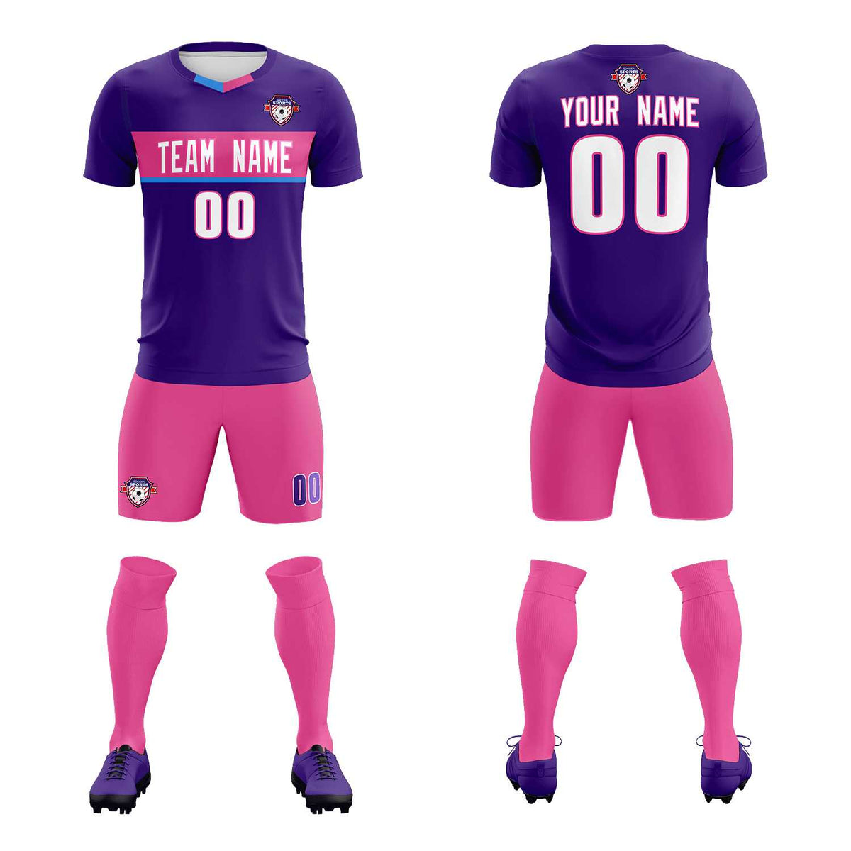 Custom Purple Classic Sports kit Football Shirt Jersey