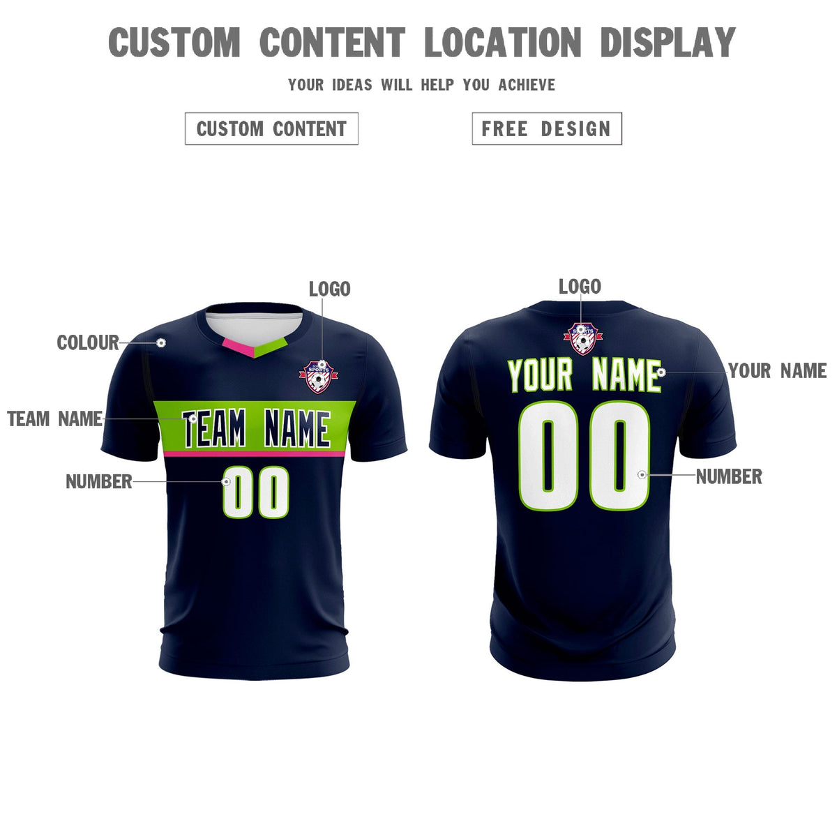 Custom Navy Classic Sports kit Football Shirt Jersey