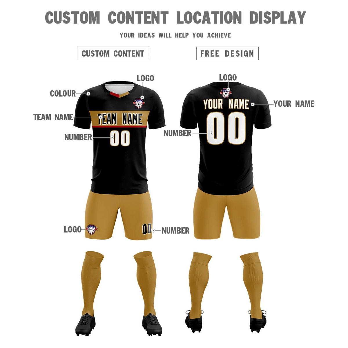 Custom Black Classic Sports kit Football Shirt Jersey