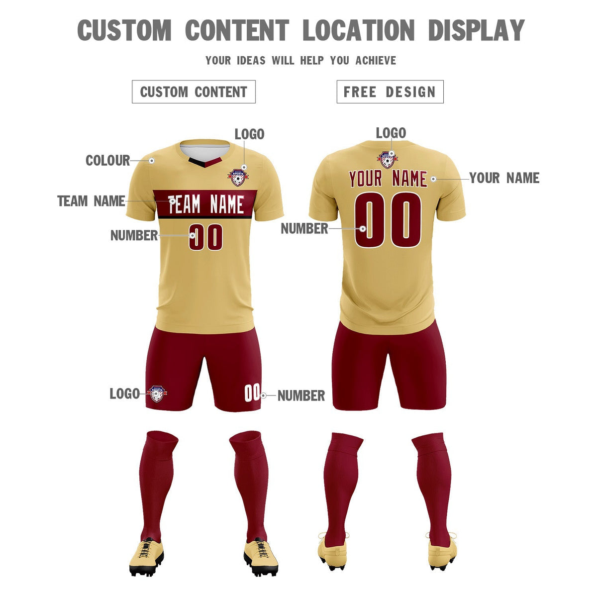 Custom Khaki Classic Sports kit Football Shirt Jersey