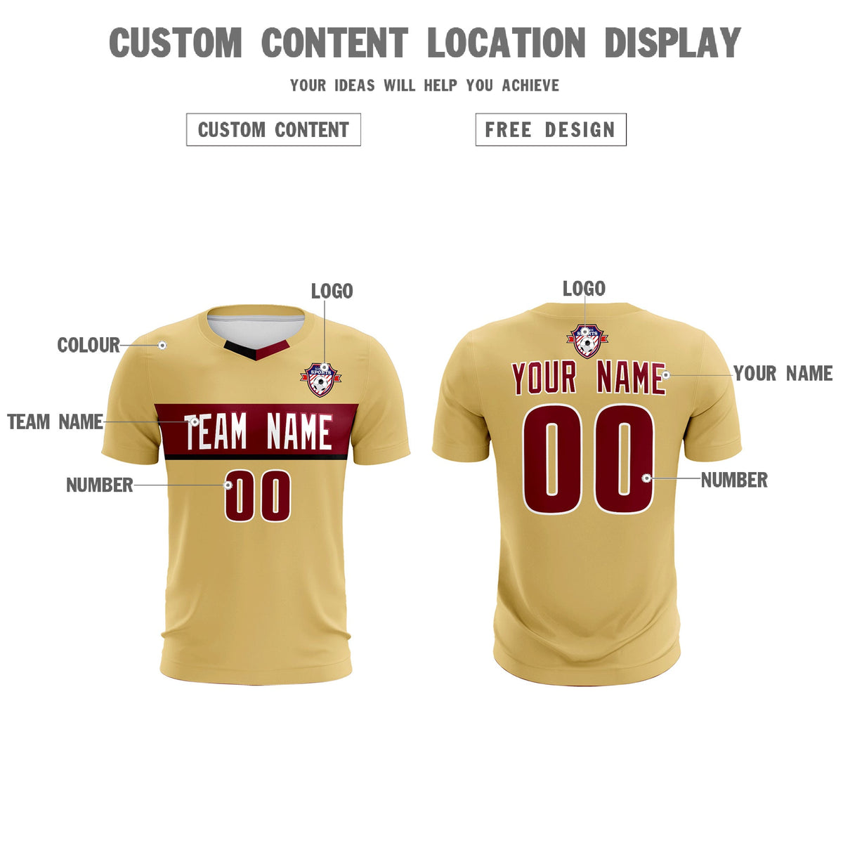 Custom Khaki Classic Sports kit Football Shirt Jersey