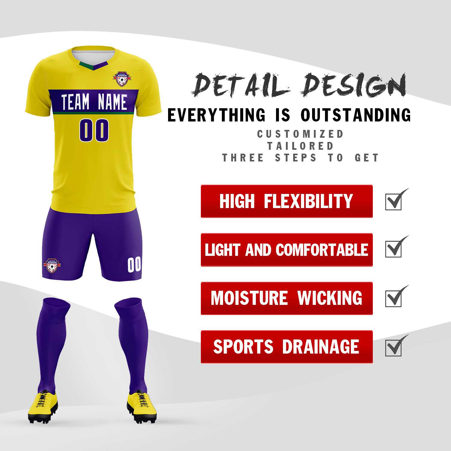 Custom Gold Classic Sports kit Football Shirt Jersey