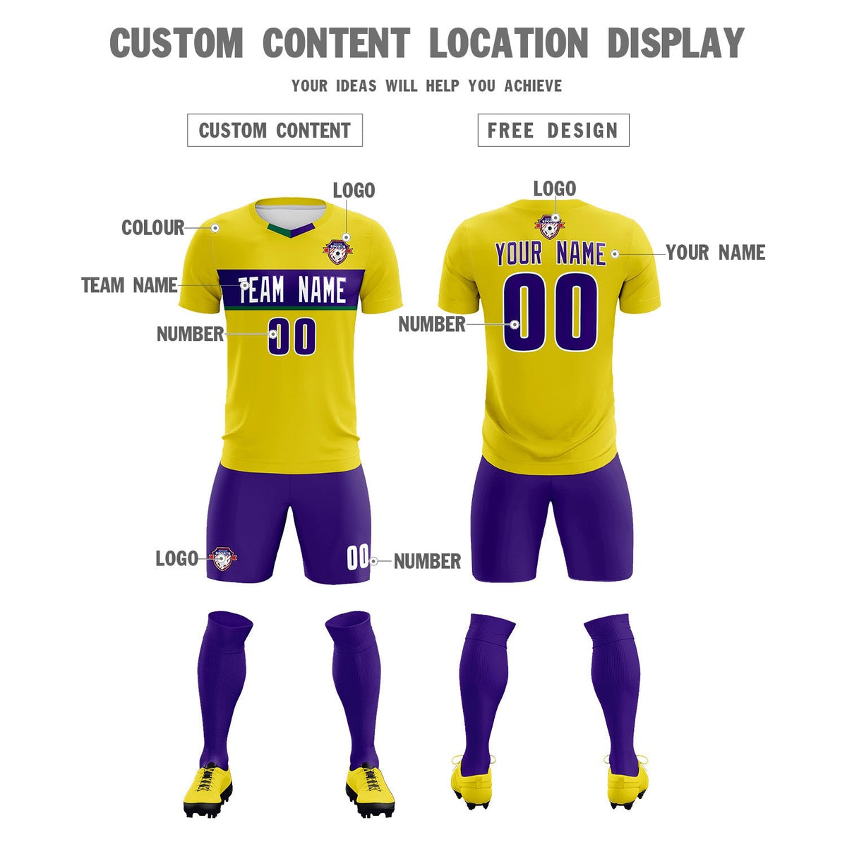 Custom Gold Classic Sports kit Football Shirt Jersey