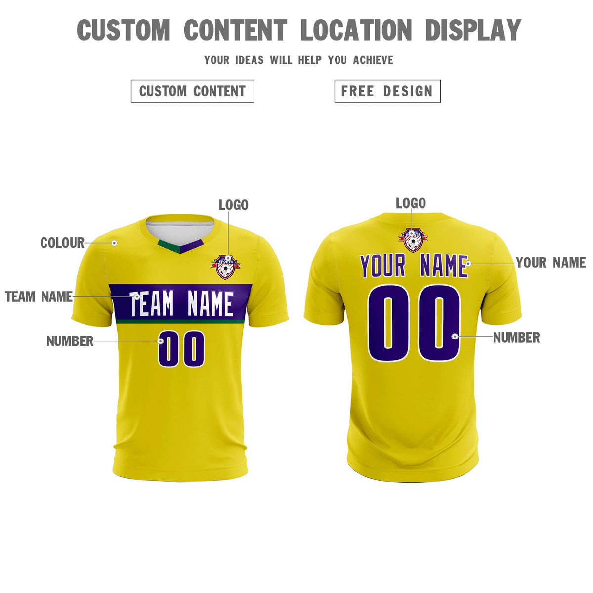 Custom Gold Classic Sports kit Football Shirt Jersey