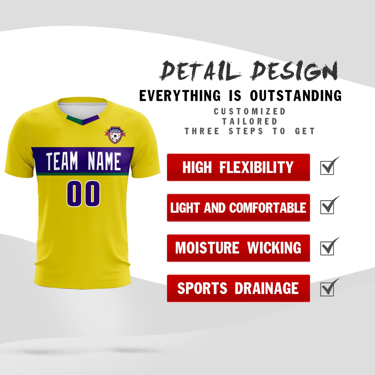 Custom Gold Classic Sports kit Football Shirt Jersey