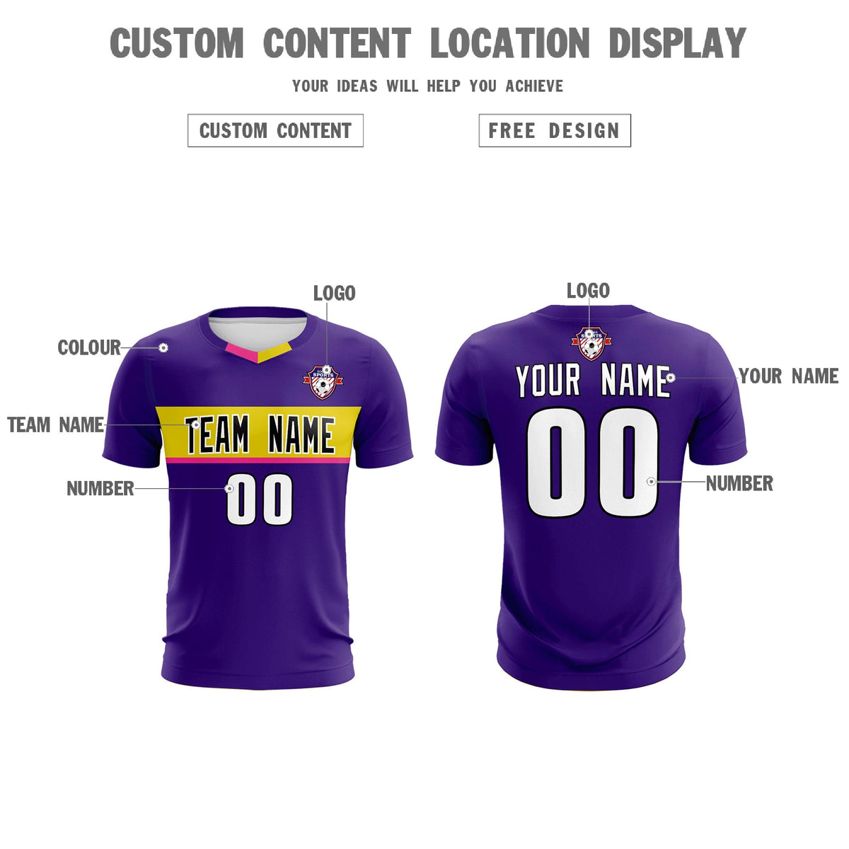 Custom Purple Classic Sports kit Football Shirt Jersey