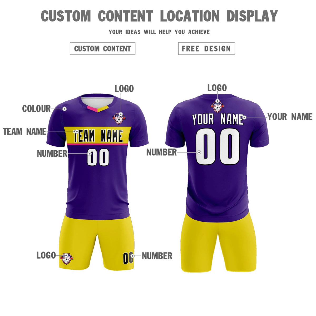 Custom Purple Classic Sports kit Football Shirt Jersey