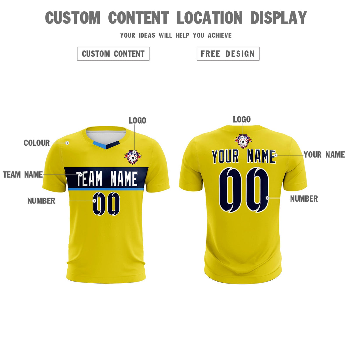 Custom Gold Classic Sports kit Football Shirt Jersey