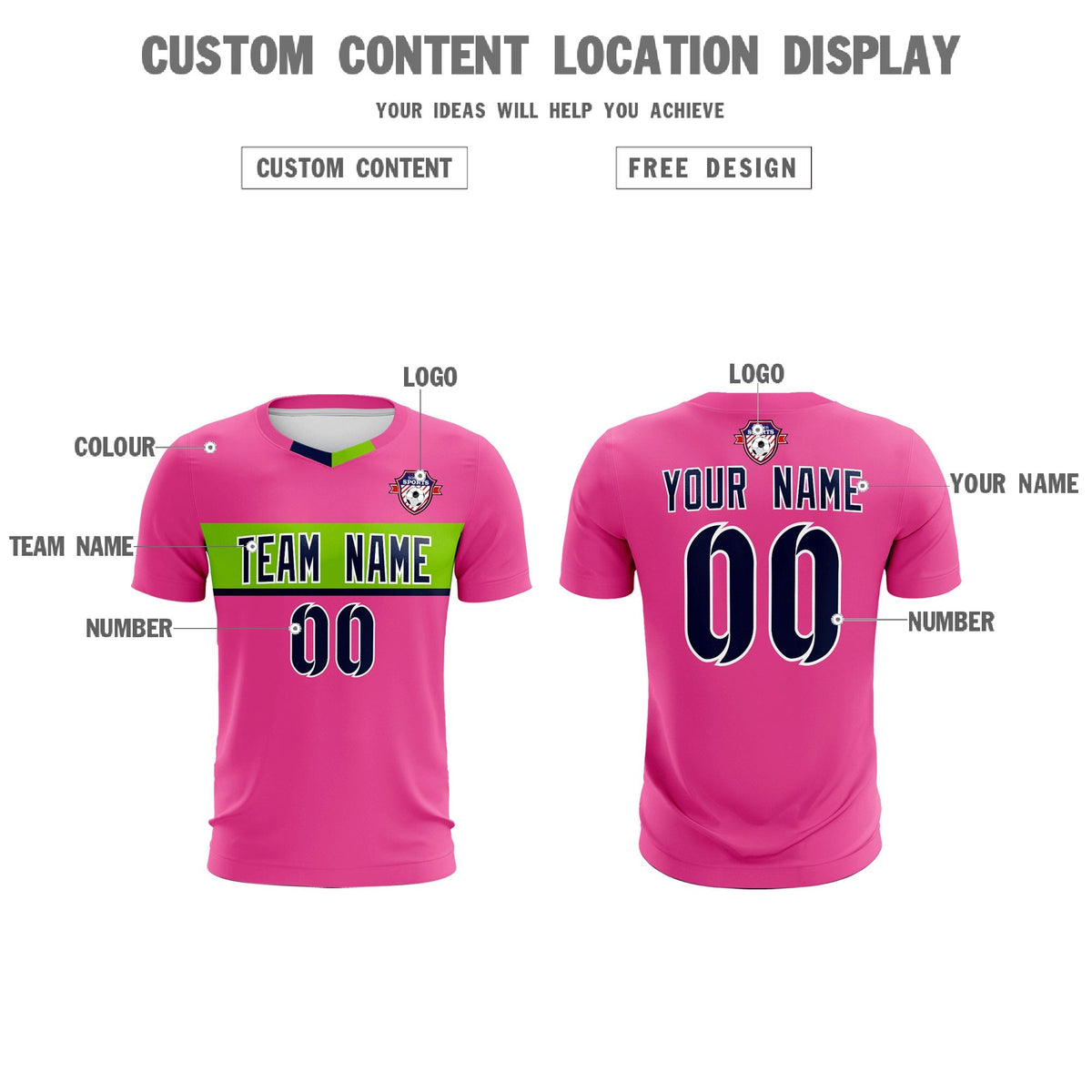 Custom Pink Classic Sports kit Football Shirt Jersey