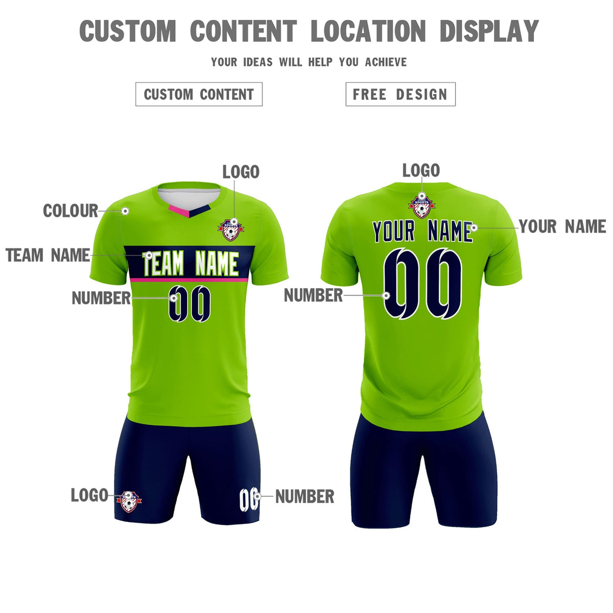 Custom Neon Green Classic Sports kit Football Shirt Jersey