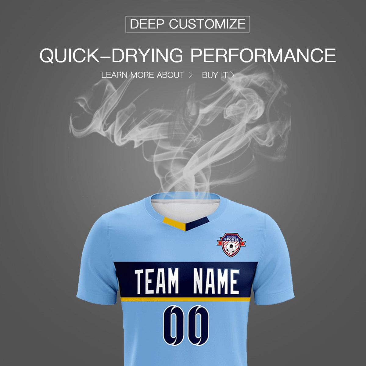 Custom Light Blue Classic Sports kit Football Shirt Jersey