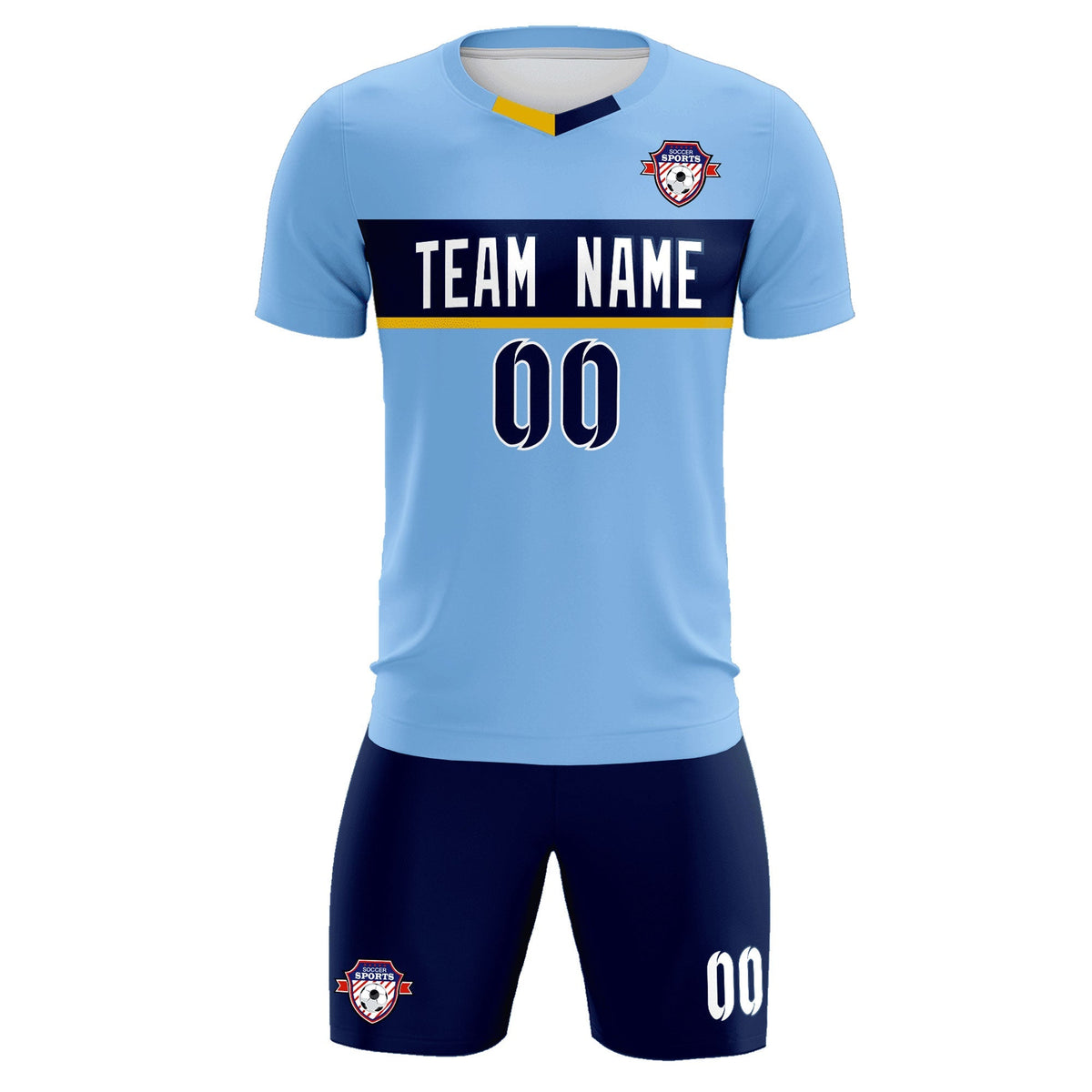 Custom Light Blue Classic Sports kit Football Shirt Jersey
