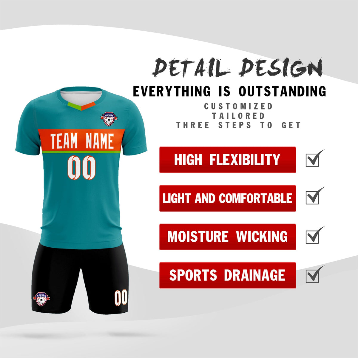 Custom Aqua Classic Sports kit Football Shirt Jersey