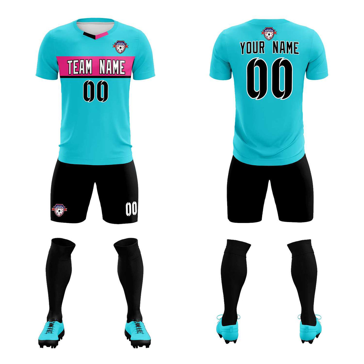Custom Sky Blue Classic Sports kit Football Shirt Jersey