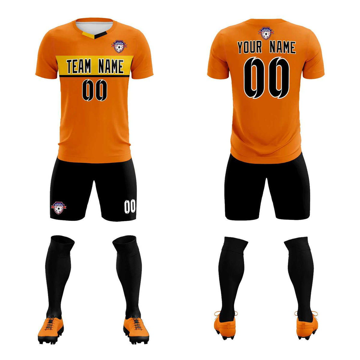Custom Orange Classic Sports kit Football Shirt Jersey