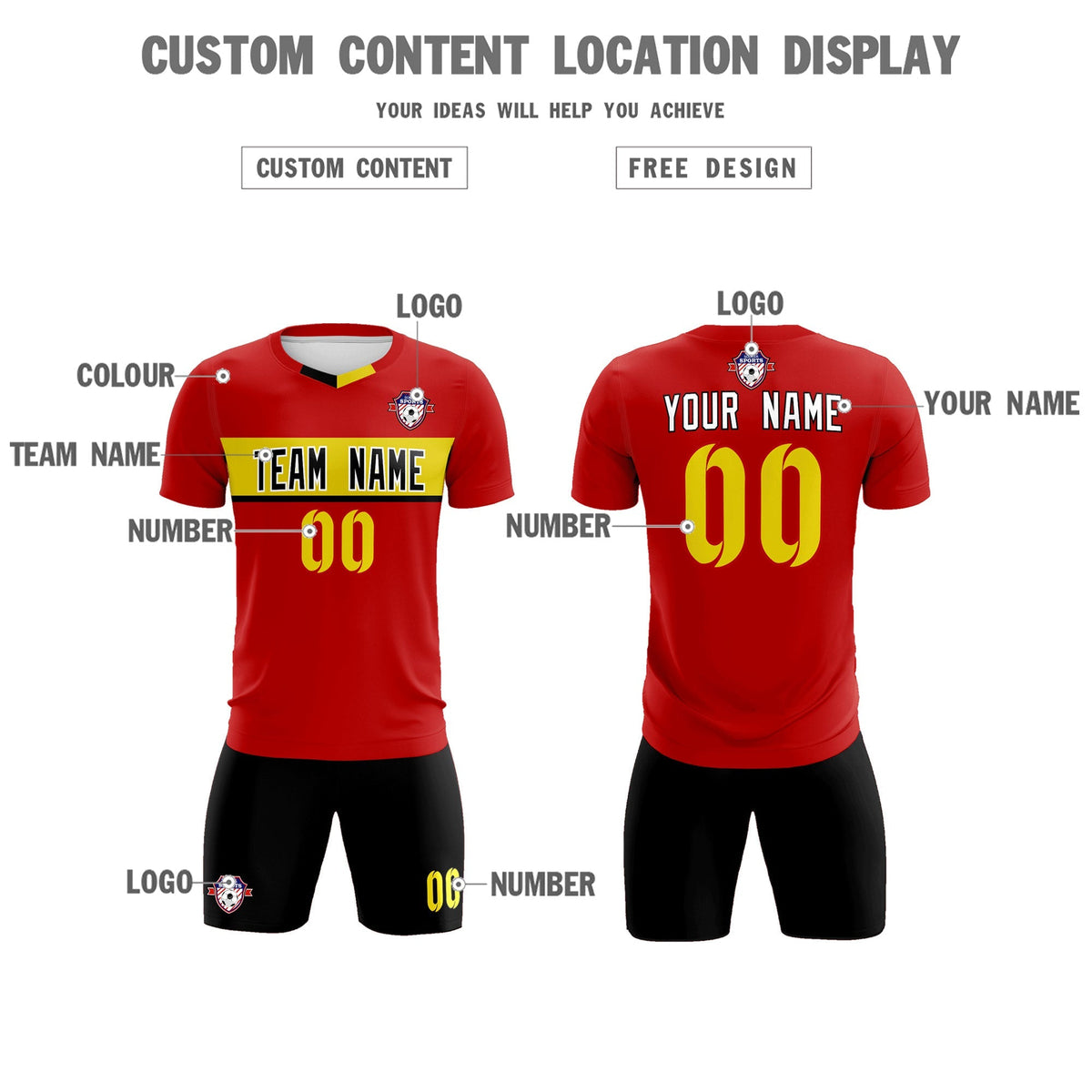 Custom Red Classic Sports kit Football Shirt Jersey
