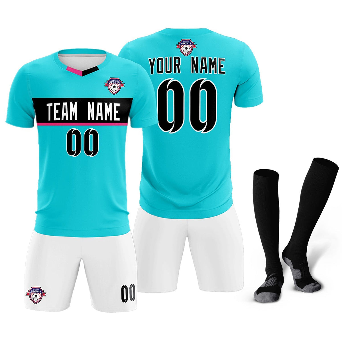 Custom Sky Blue Classic Sports kit Football Shirt Jersey
