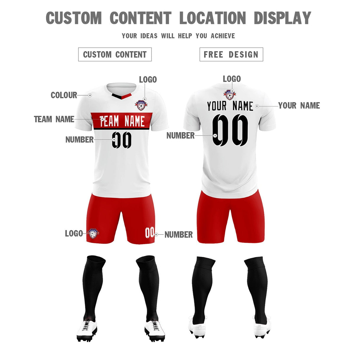 Custom White Classic Sports kit Football Shirt Jersey