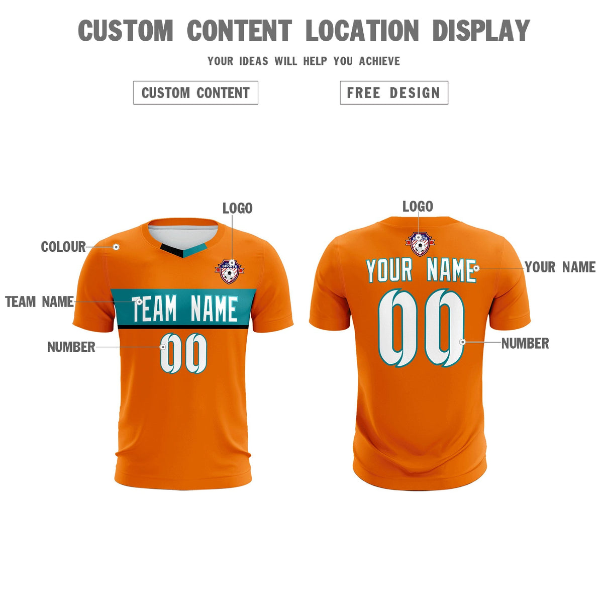 Custom Orange Classic Sports kit Football Shirt Jersey