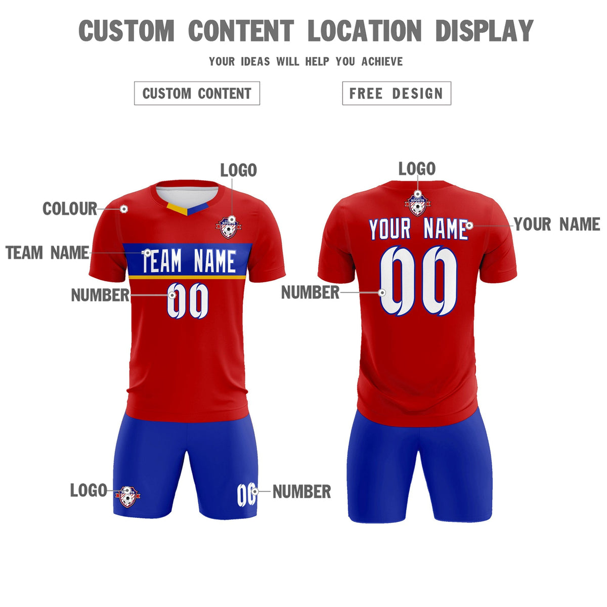 Custom Red Classic Sports kit Football Shirt Jersey
