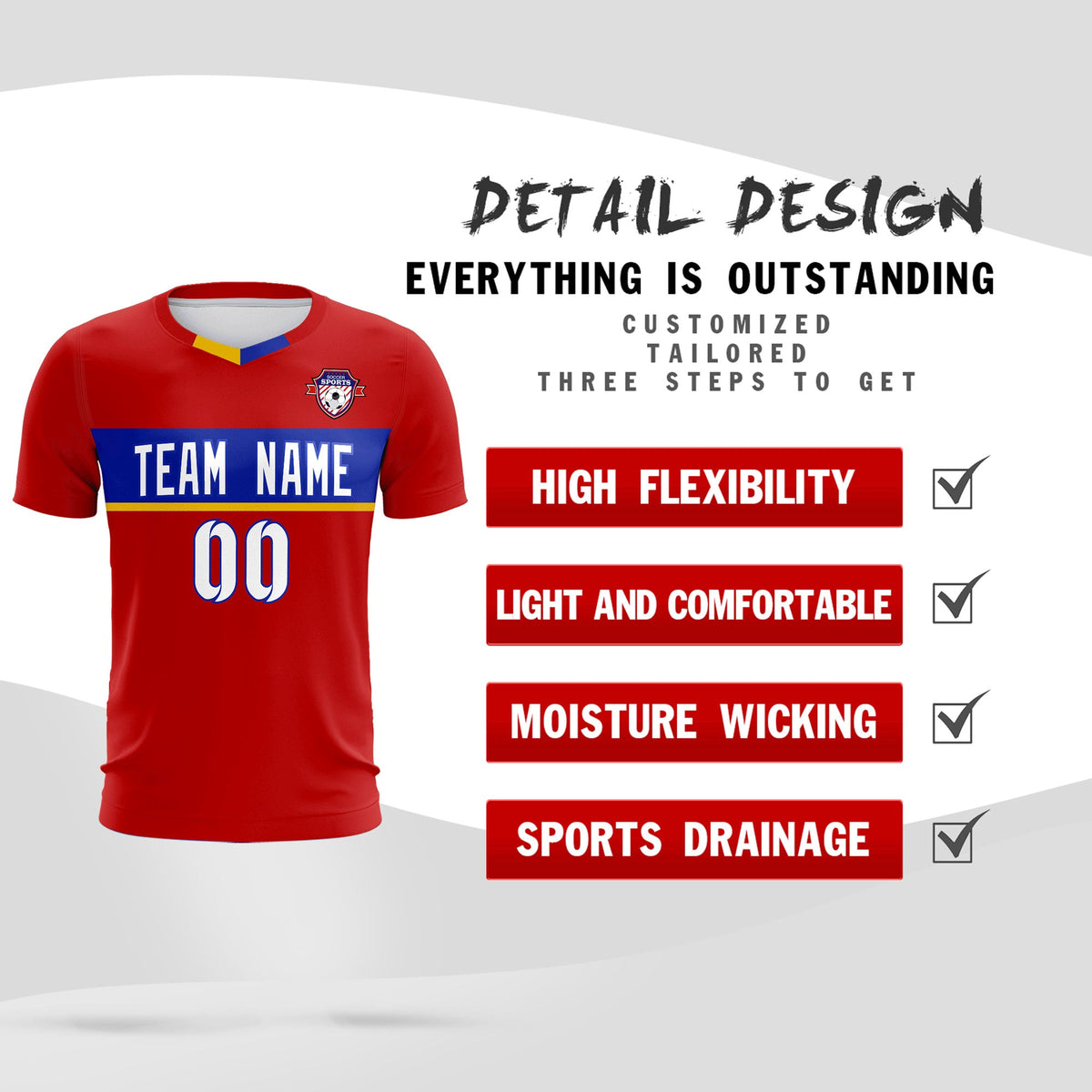 Custom Red Classic Sports kit Football Shirt Jersey