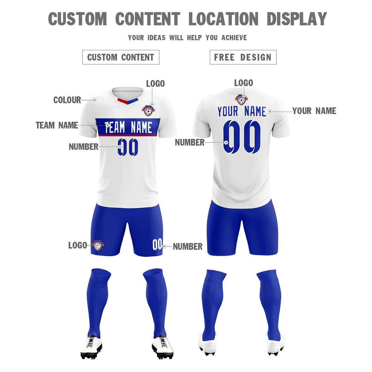 Custom White Classic Sports kit Football Shirt Jersey