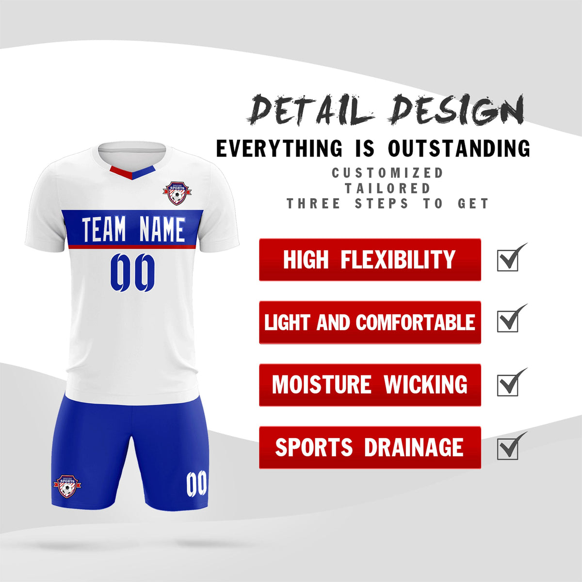 Custom White Classic Sports kit Football Shirt Jersey