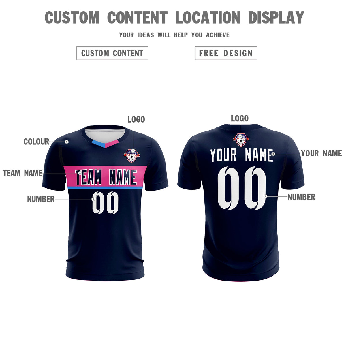 Custom Navy Classic Sports kit Football Shirt Jersey