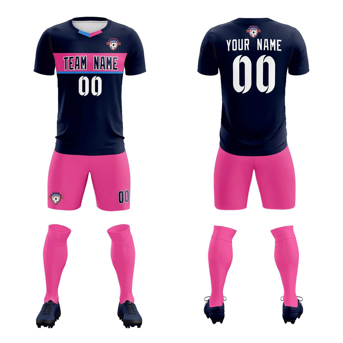 Custom Navy Classic Sports kit Football Shirt Jersey