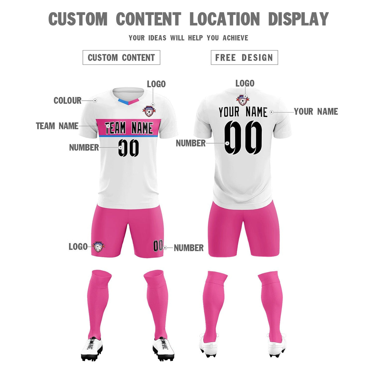 Custom White Classic Sports kit Football Shirt Jersey