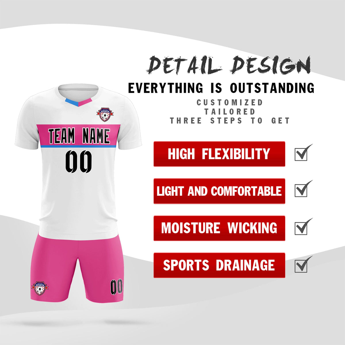 Custom White Classic Sports kit Football Shirt Jersey