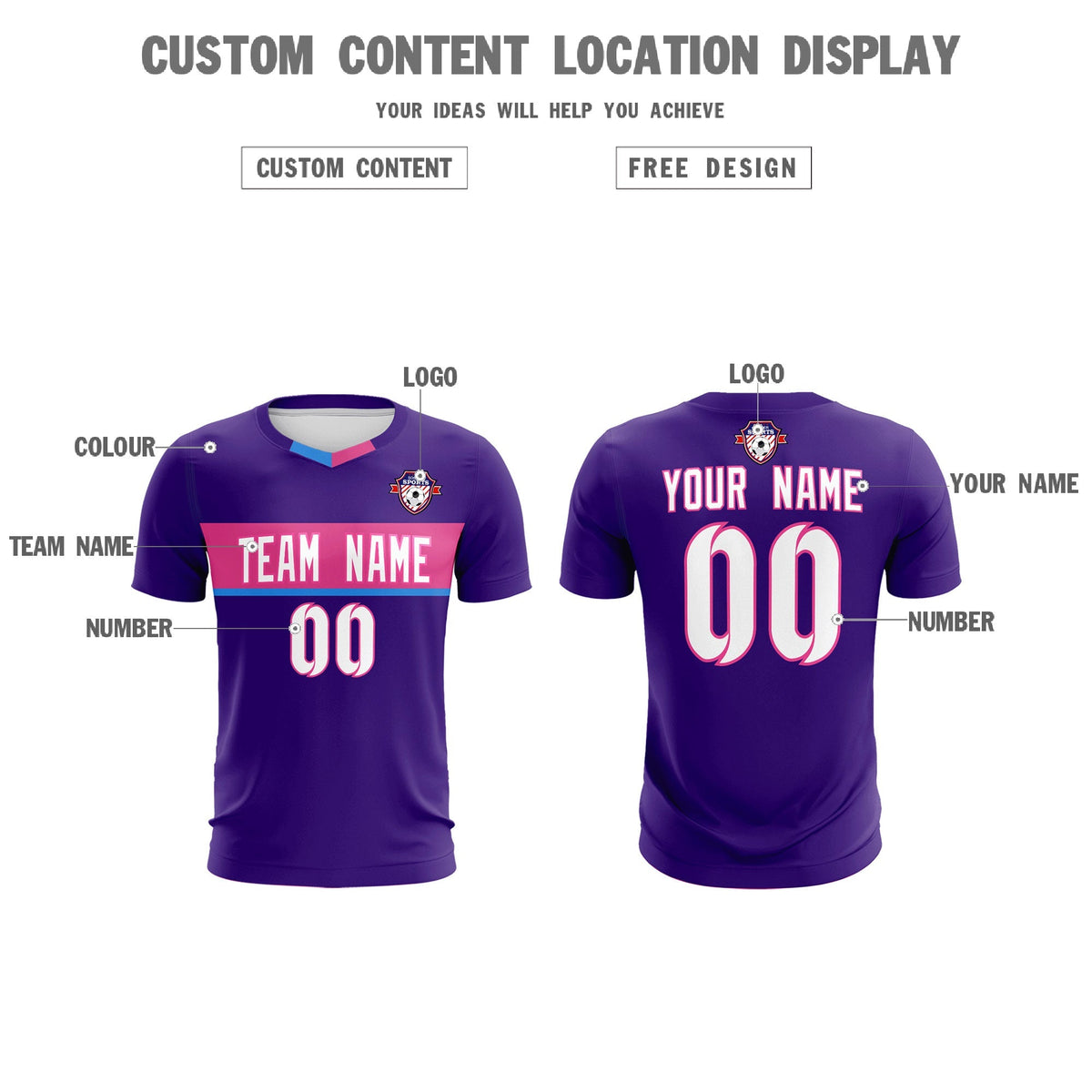 Custom Purple Classic Sports kit Football Shirt Jersey