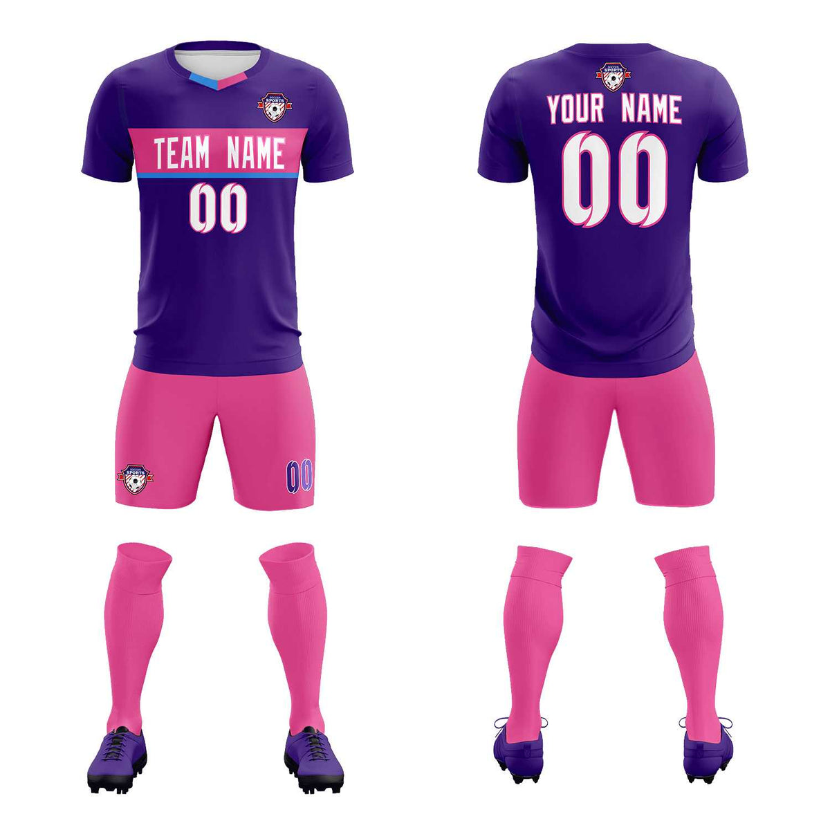 Custom Purple Classic Sports kit Football Shirt Jersey