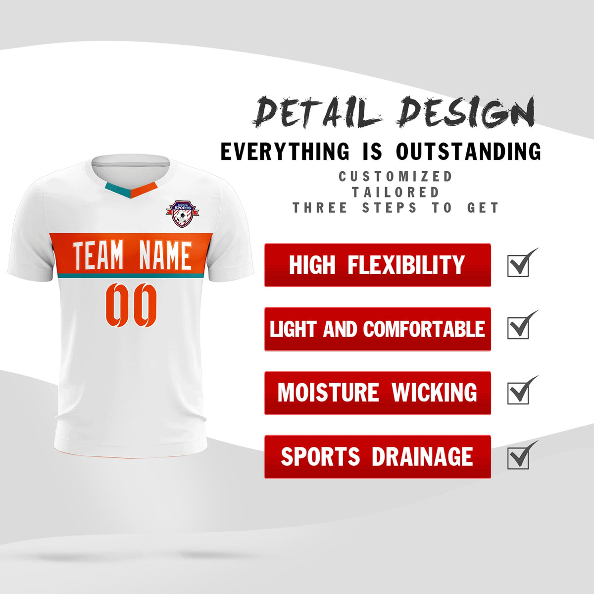 Custom White Classic Sports kit Football Shirt Jersey