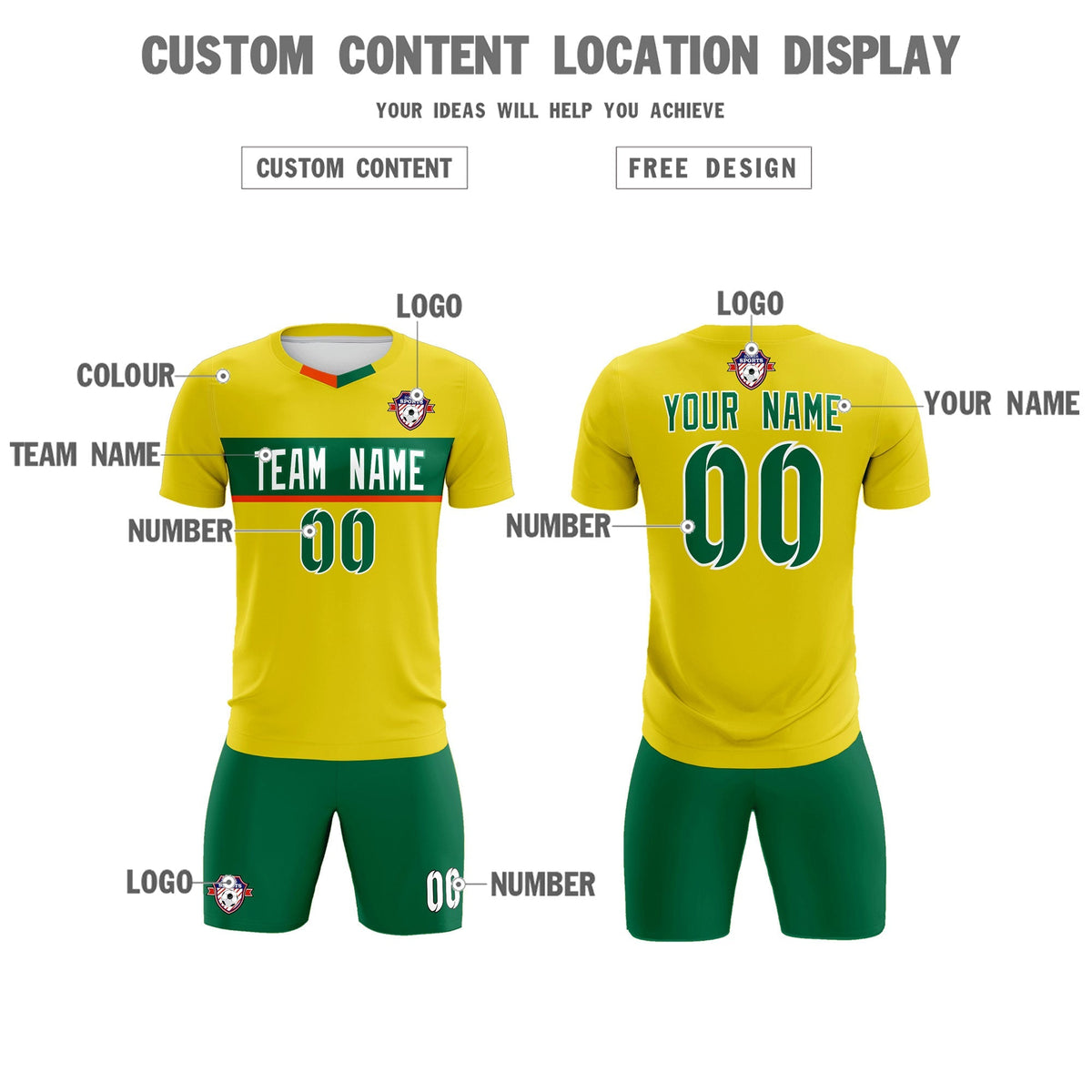 Custom Gold Classic Sports kit Football Shirt Jersey
