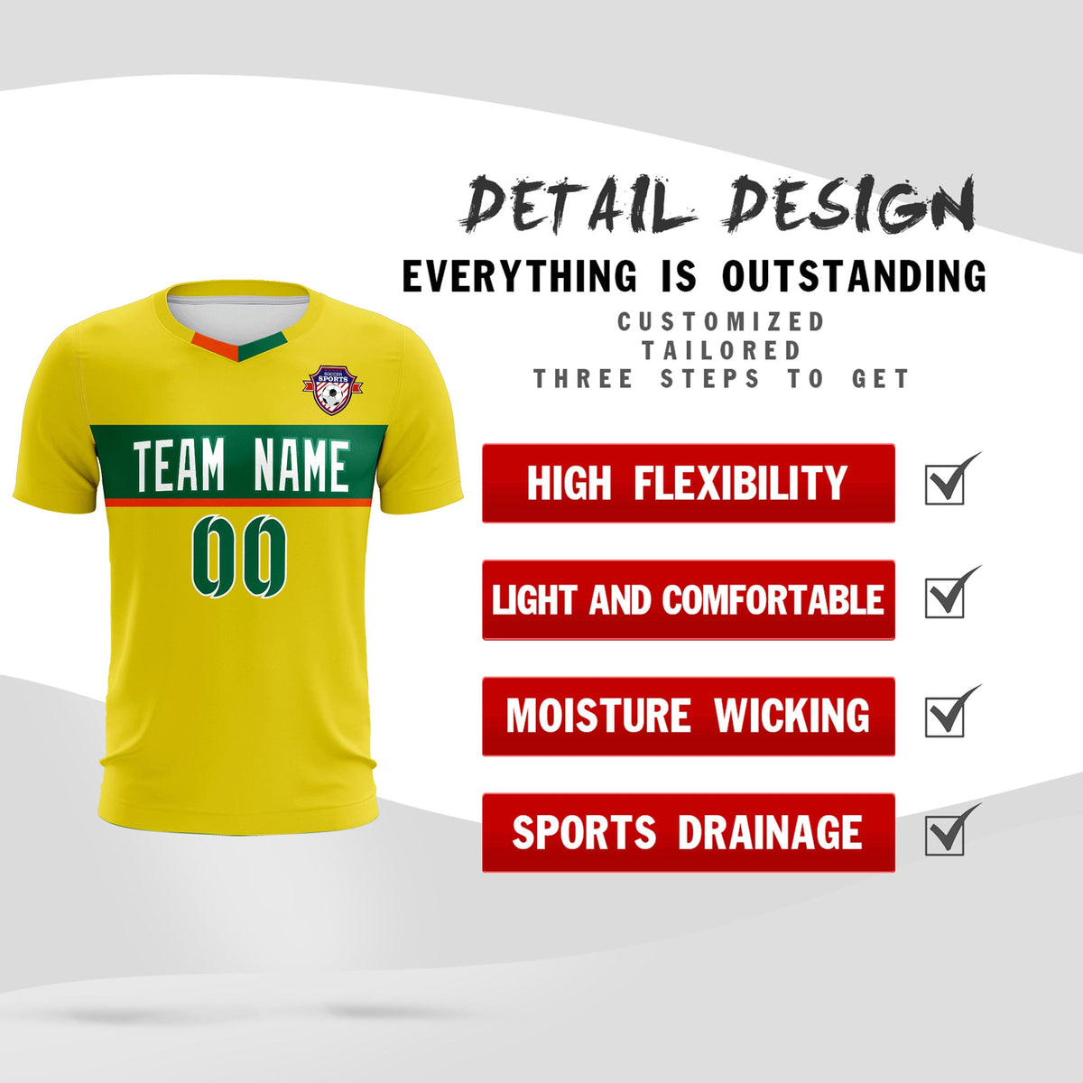 Custom Gold Classic Sports kit Football Shirt Jersey