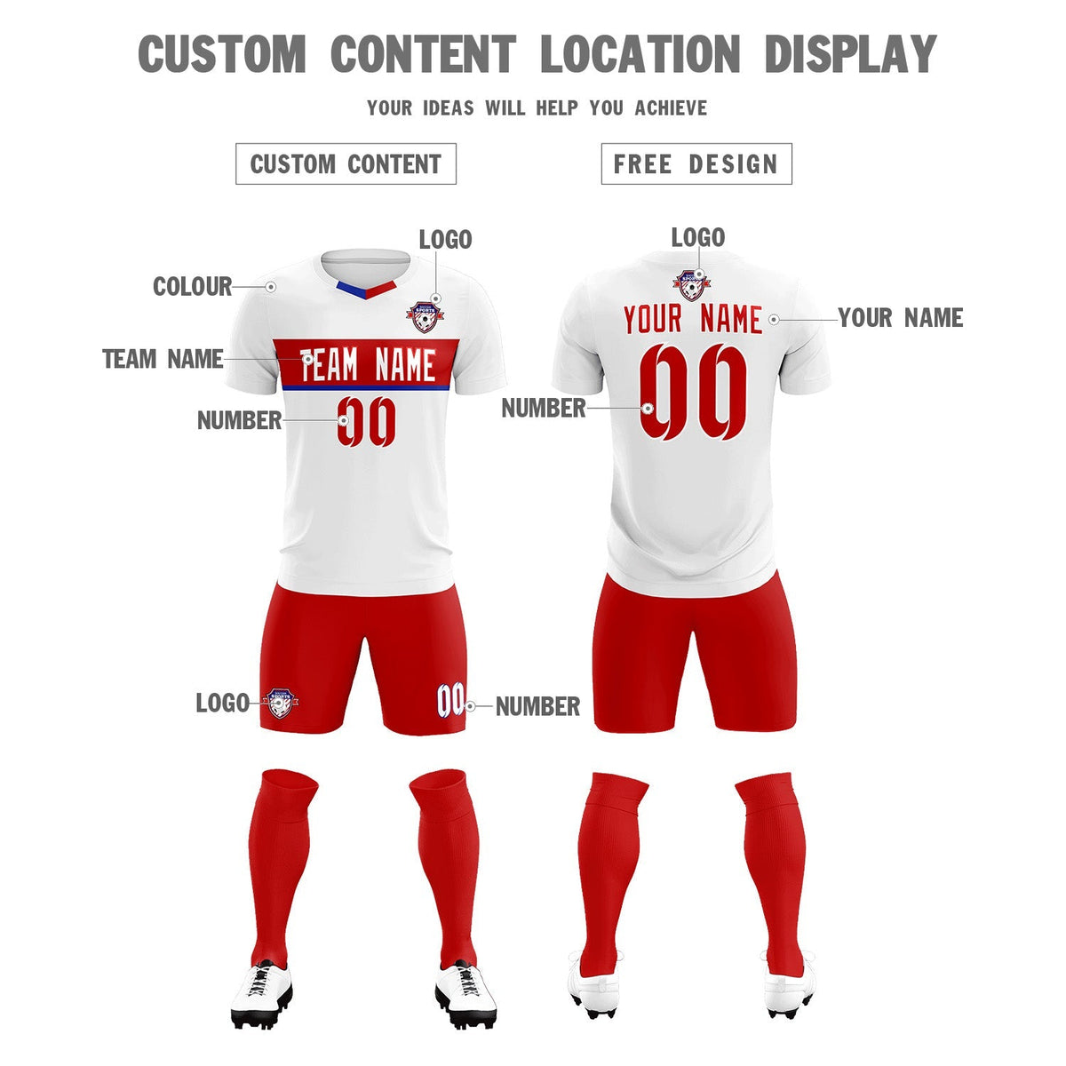 Custom White Classic Sports kit Football Shirt Jersey