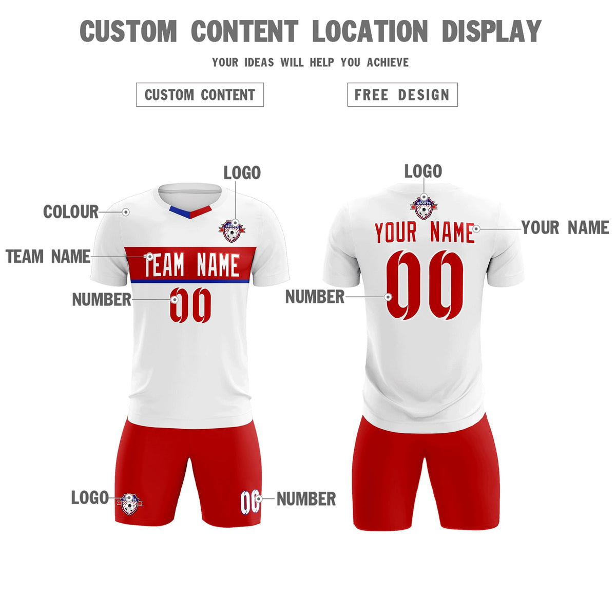 Custom White Classic Sports kit Football Shirt Jersey