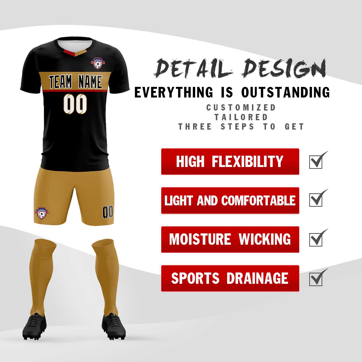 Custom Black Classic Sports kit Football Shirt Jersey