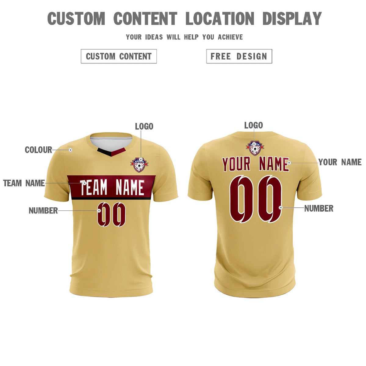 Custom Khaki Classic Sports kit Football Shirt Jersey