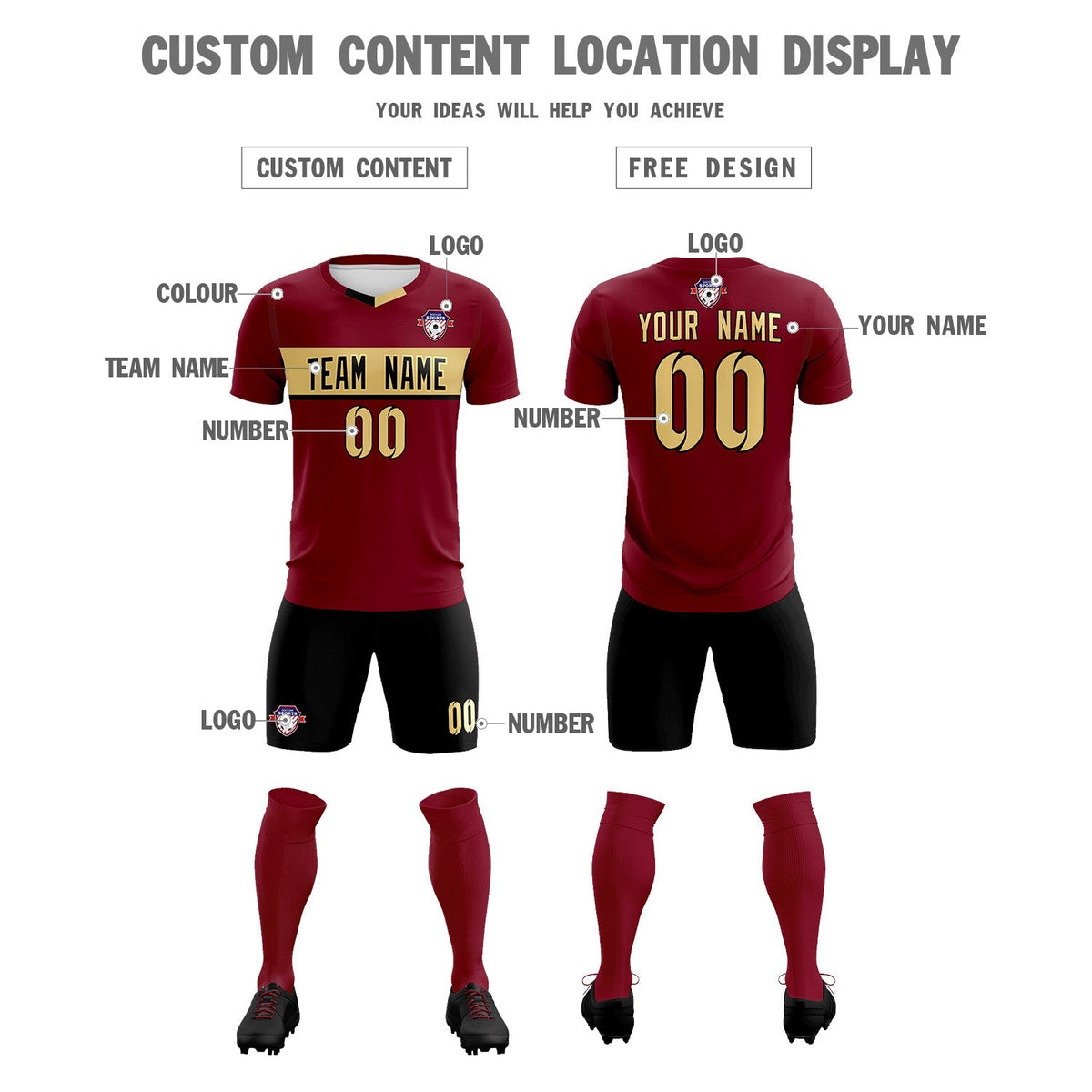 Custom Crimson Classic Sports kit Football Shirt Jersey